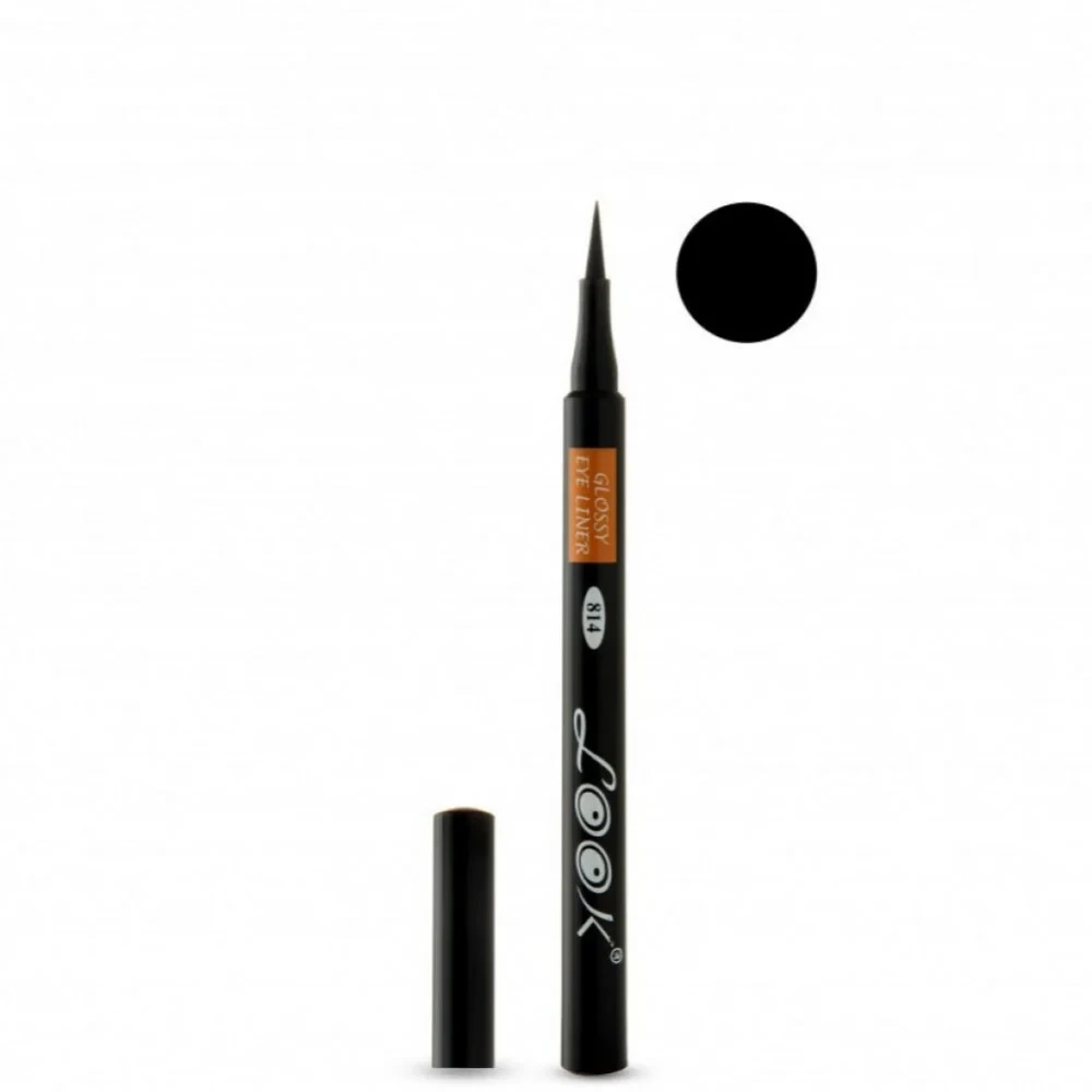 قلم كحل سائل لامع مقاوم للماء اللون اسود 814 من لوك