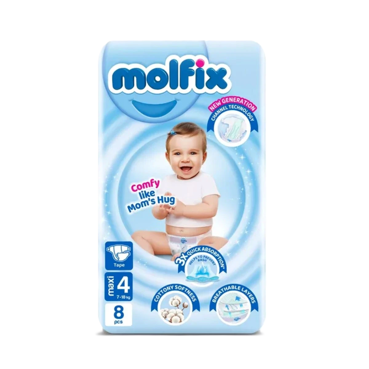 حفاضات مولفيكس رقم 4 عبوة صغير، 8 حبات