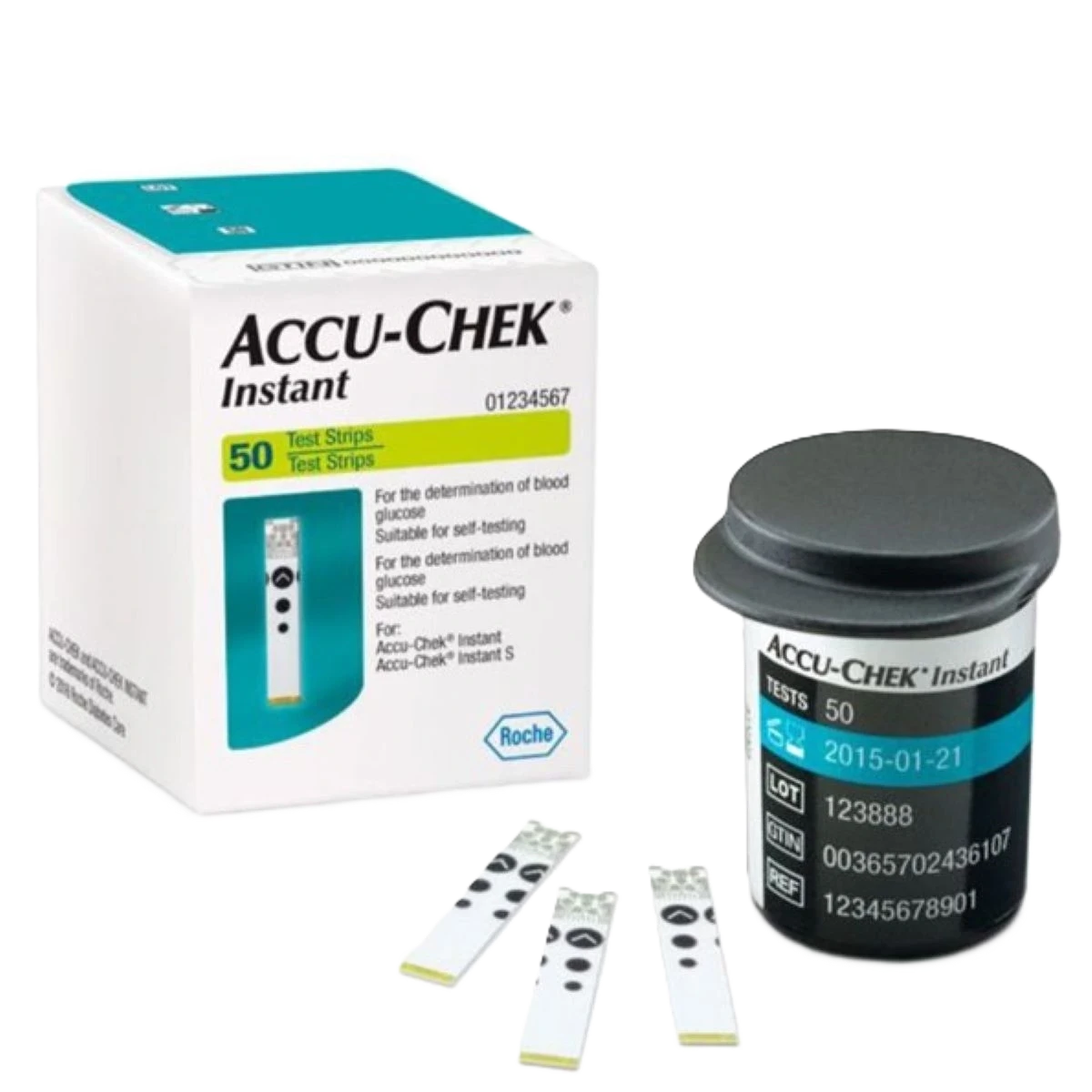 أكيوتشيك إنستانت شرائط اختبار, 50 شريط, مناسب للاختبار الذاتي