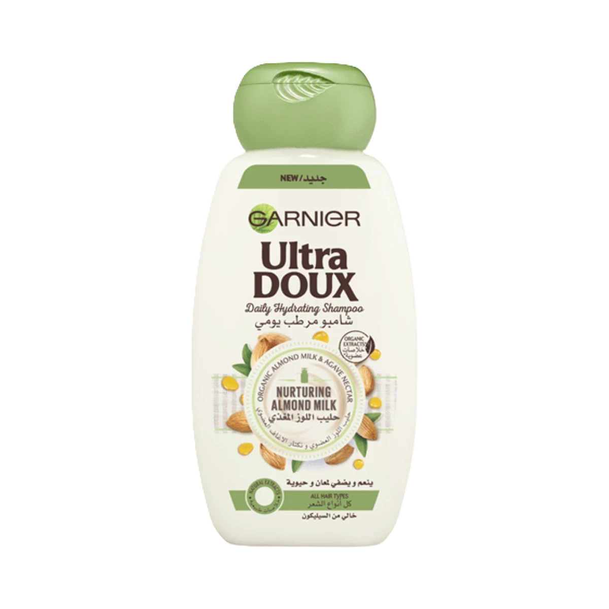 غارنييه شامبو الترا دو مرطب يومي للشعر بخلاصة حليب اللوز المغذي - 400 مل