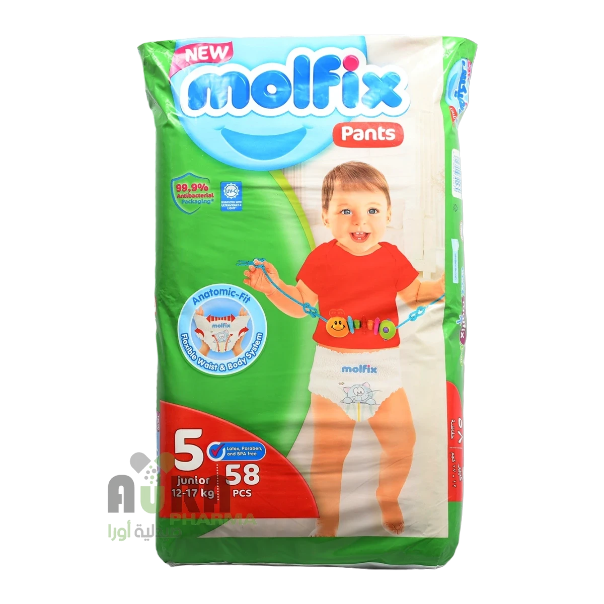 حفاضات مولفيكس بانتس رقم 5 جونيور، عدد 58 حبة