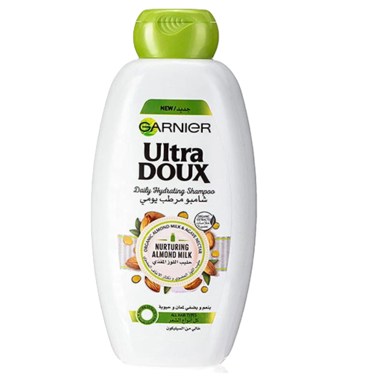 غارنييه شامبو الترا دو مرطب يومي للشعر بخلاصة حليب اللوز المغذي - 600مل
